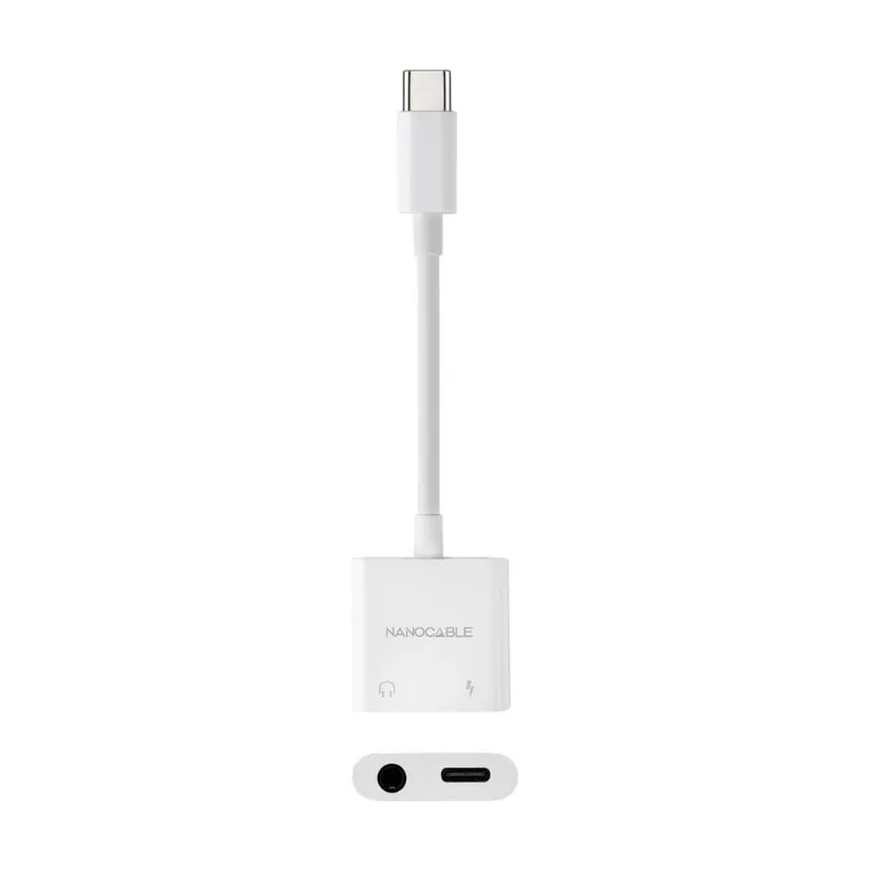 Nanocable Adaptador USB-C a Jack+USB-C/H PD 60W