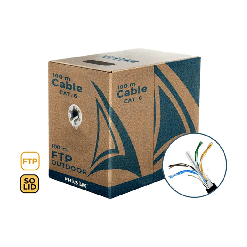 Phasak Bobina de cable de red FTP Cat 6A exterior CCA AWG23 100 m PHR 681