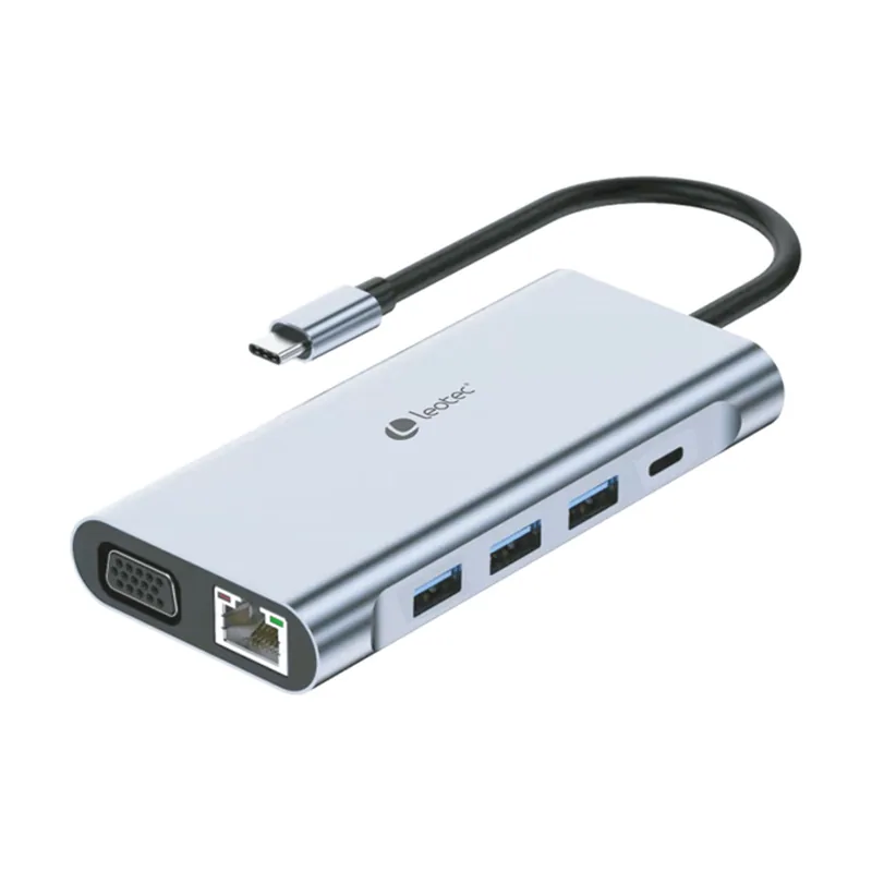 Leotec Docking Station 11-1 1USB-C PD100 3USB3.0 1USB-C 1 HDMI 1VGA 1TJSD Mcsd