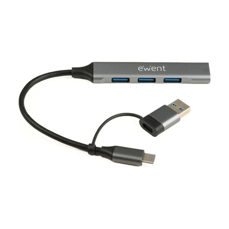 Eminent-Ewent EWENT HUB USB-A-C 5Gbps 3puertos 3.1 USB A alum