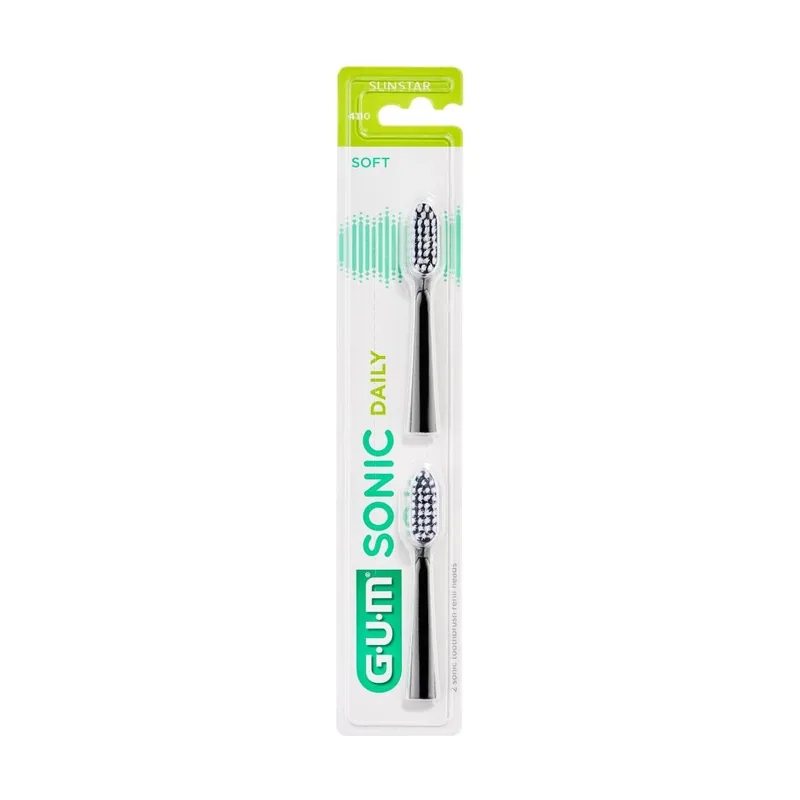 Gum Sonic Daily Recambios Cepillo Negro 2 Cabezales
