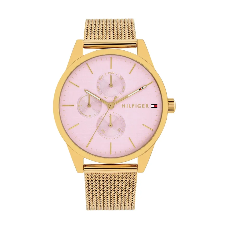 Tommy Hilfiger Reloj Analógico de Cuarzo Multifunción para Mujer con Correa de Malla