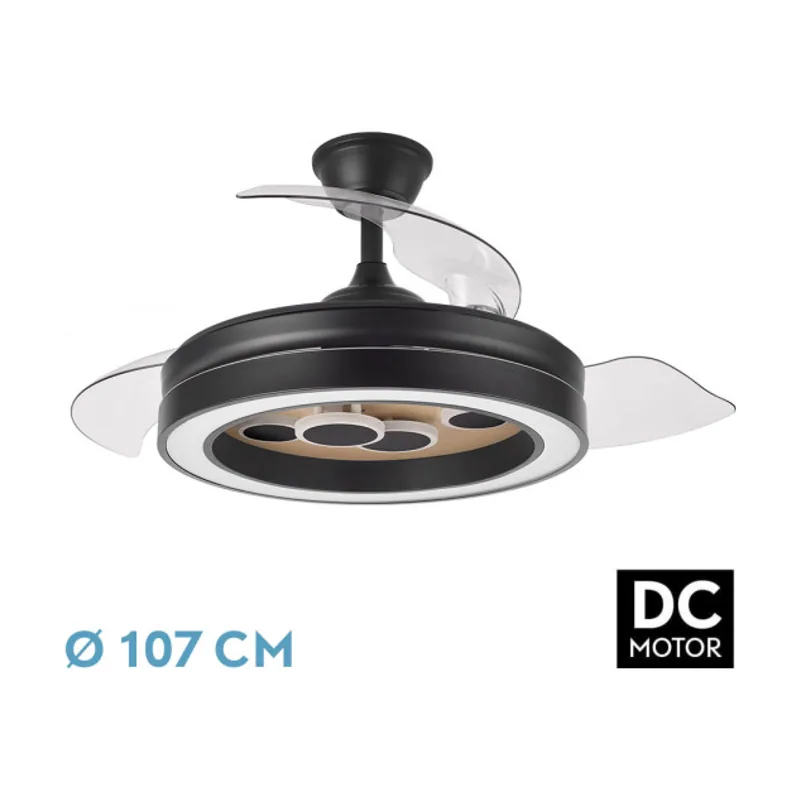 Abrila FABRILAMP Ventilador Dc Cupido 59w Negro/madera 3asp.107d