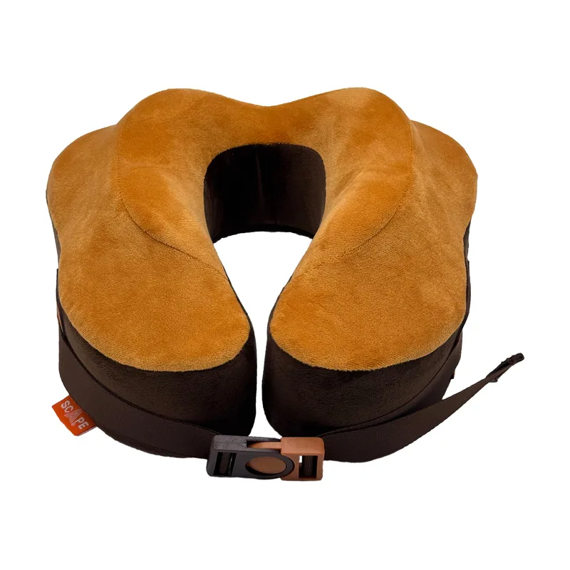 Almohada de viaje viscoelástica premium con cierre clip naranja y funda de transporte