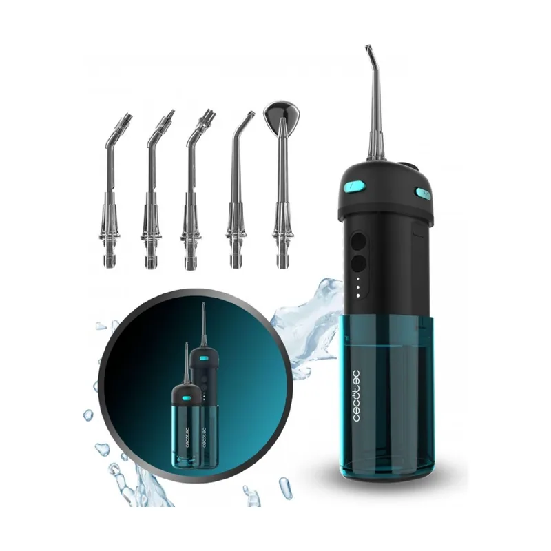 Cecotec Irrigador Dental Pórtatil Toothcare Jet Splash. Irrigador Compacto y Ligero de Viaje Con 3 Modos y Hasta 8 Intensidades