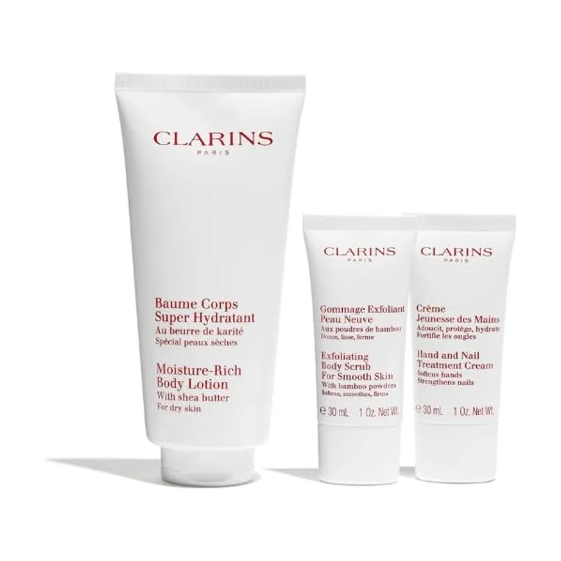 Body care set rich body lotion 200ml + hand and nail treatment cream 30ml + body scrub 30ml