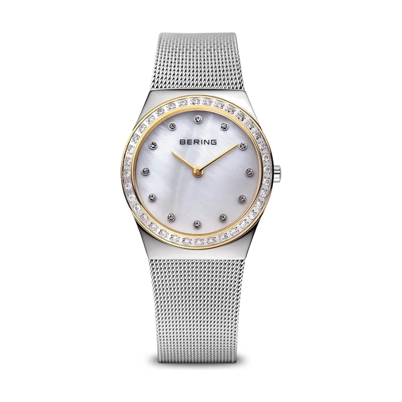 Bering 12430-010 Reloj de cuarzo para mujer con caja de acero inoxidable plateado de 30 mm y esfera