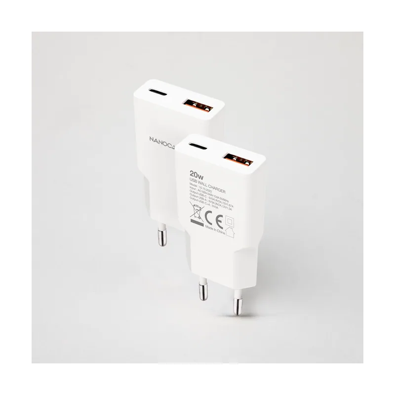 Nanocable Cargador USB-C/PD 20W + USB-A/QC 20W