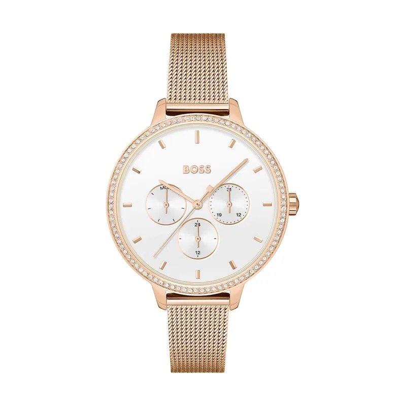 Hugo Boss BOSS Reloj Analógico de Cuarzo multifunción para Mujer con Correa de Malla