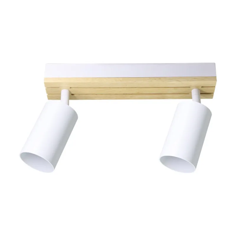 Abrila Regleta waikato 2xgu10 blanco/madera orientable 16,5x26x5,5cm
