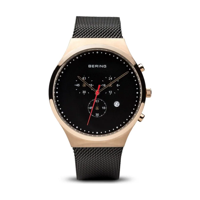Bering 14740-166 Reloj de cuarzo para hombre con caja de acero inoxidable de 40 mm con acabado en oro rosa y esfera