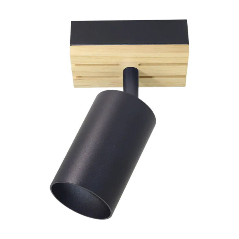 Abrila Foco waikato 1xgu10 negro/madera orientable 16,5x10x5,5cm