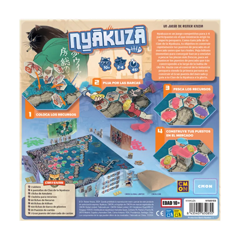 Asmodee CMON Nyakuza Juego de Mesa de Estrategia Creado por Reiner Knizia