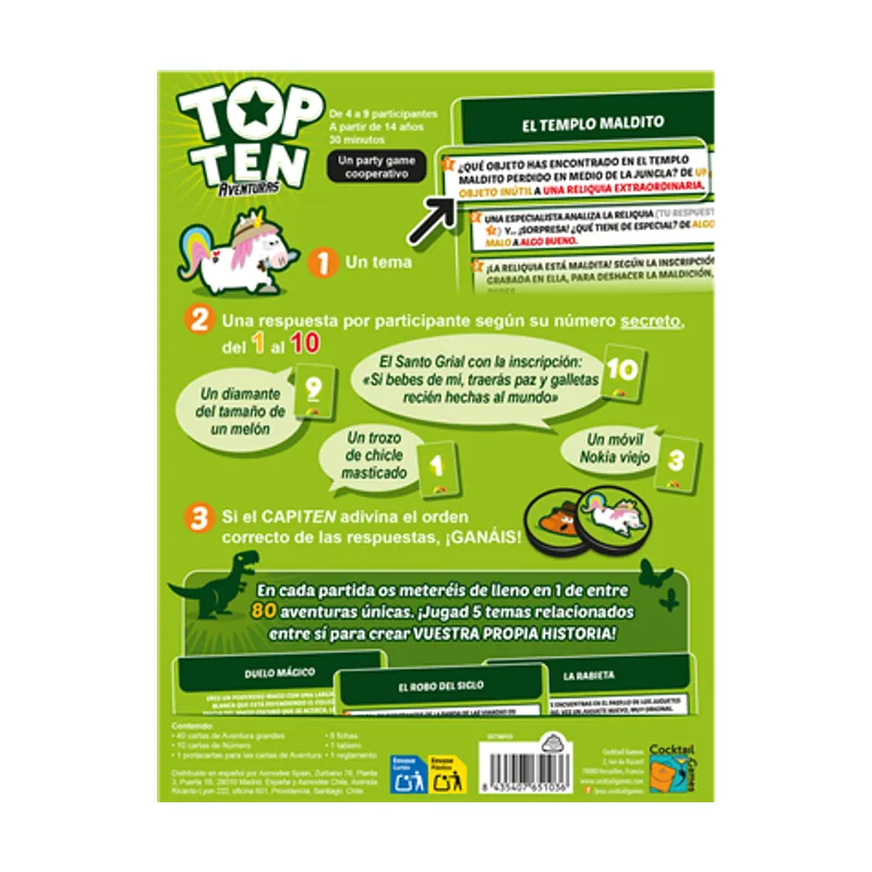 Asmodee Cocktail Games Top Ten Aventuras