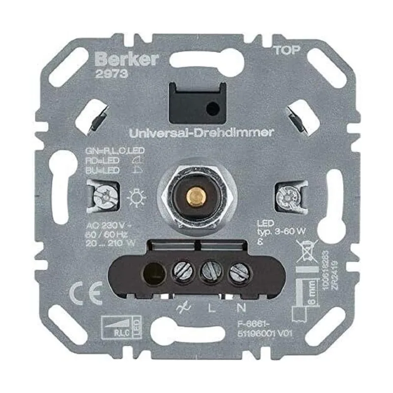 Berker One platform rotary dimmer universal load r/l/c 20-210 w