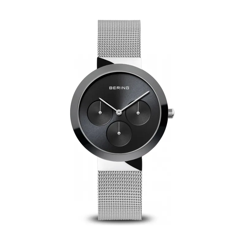 Bering 33840-442 Reloj de cuarzo para hombre con caja de acero inoxidable plateado de 40 mm y esfera