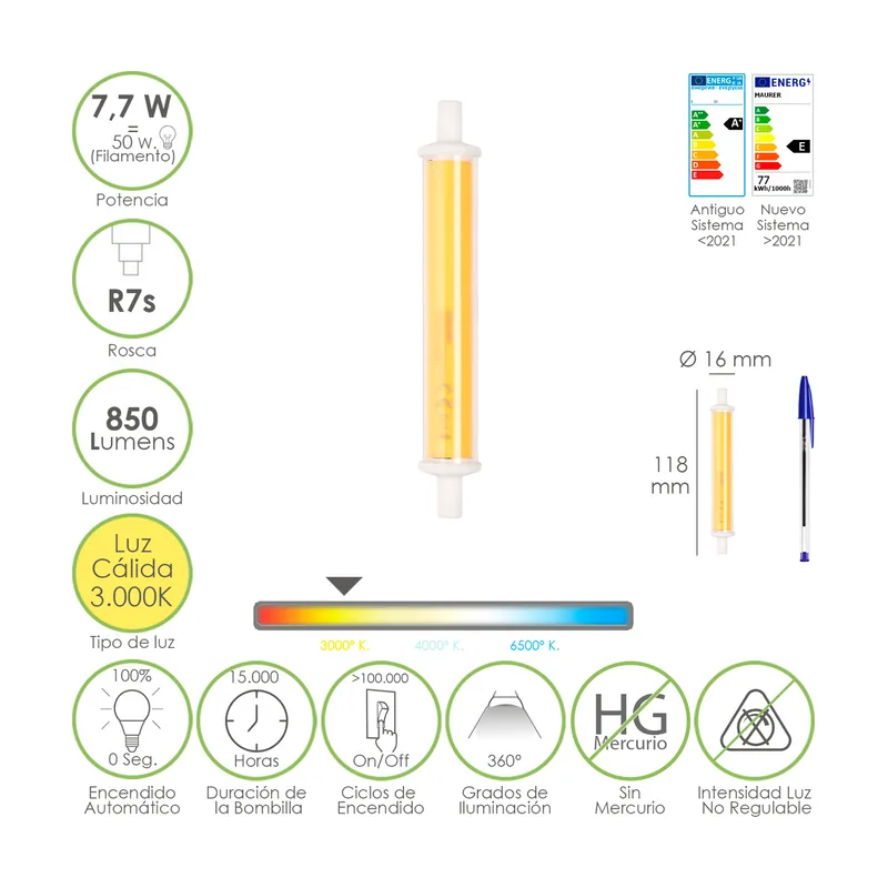19073240 lámpara LED 3000 K 7,7 W