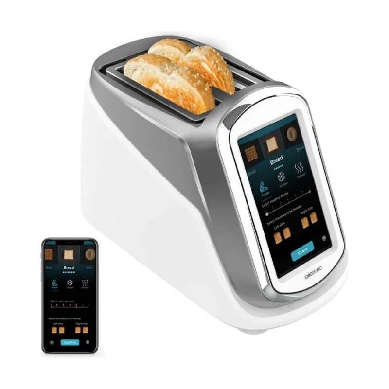 Cecotec Tostador con pantalla táctil lcd de 7" y potencia de 1400w. control individual de paneles