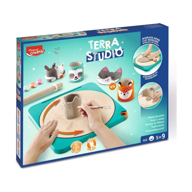 Maped Terra Studio Juego de Alfarería Torno Eléctrico con Todo Incluido Arcilla