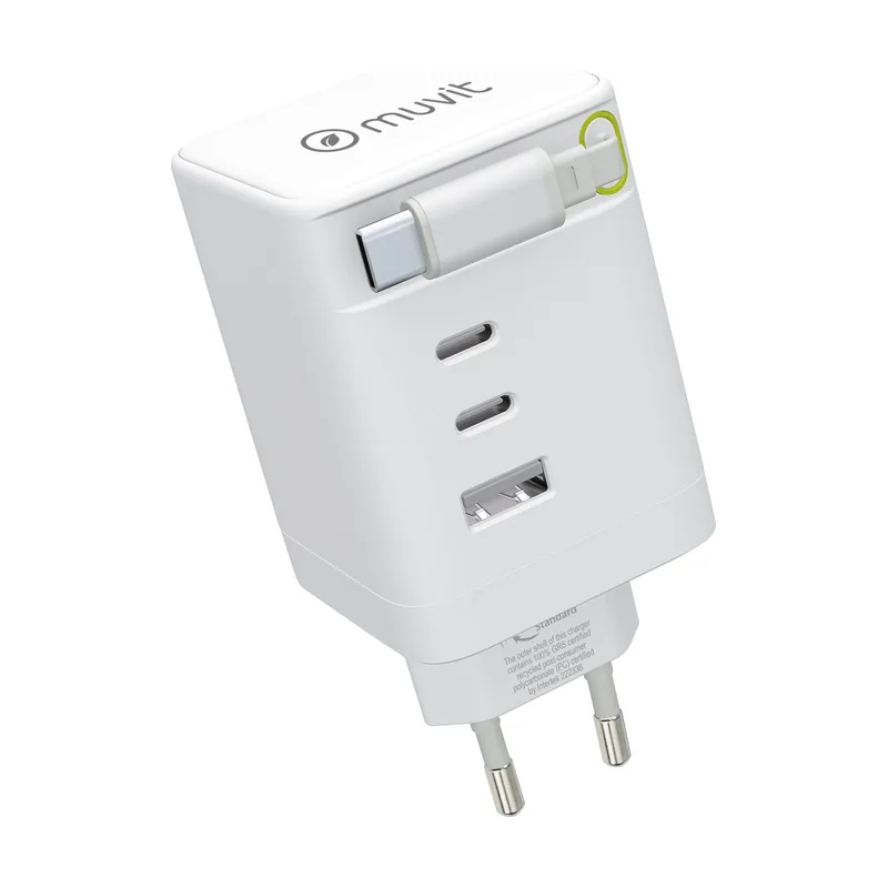 Muvit for Change Cargador de Pared Retráctil Tipo C PD 100W