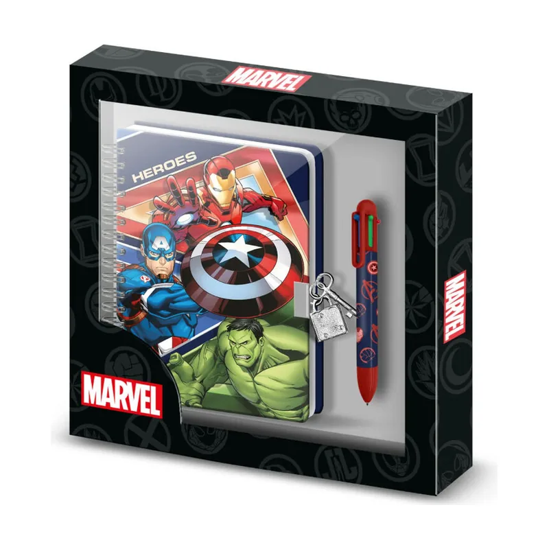 Karactermania Marvel Los Vengadores Battle-Pack de Diario A5 + Bolígrafo de 6 Colores