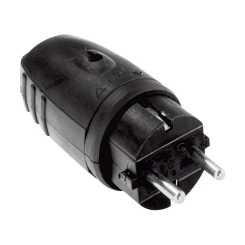 Bachmann schutzkontaktgummistecker schwarz ohne knickschutz montierbar