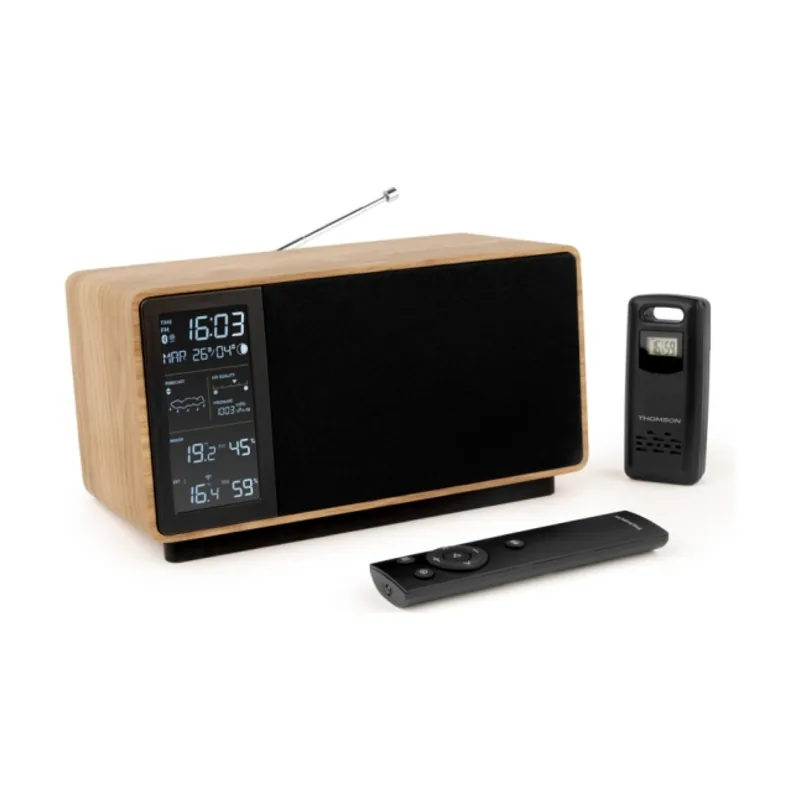 Thomson altavoz bluetooth con estacion meteorologica y radio fm