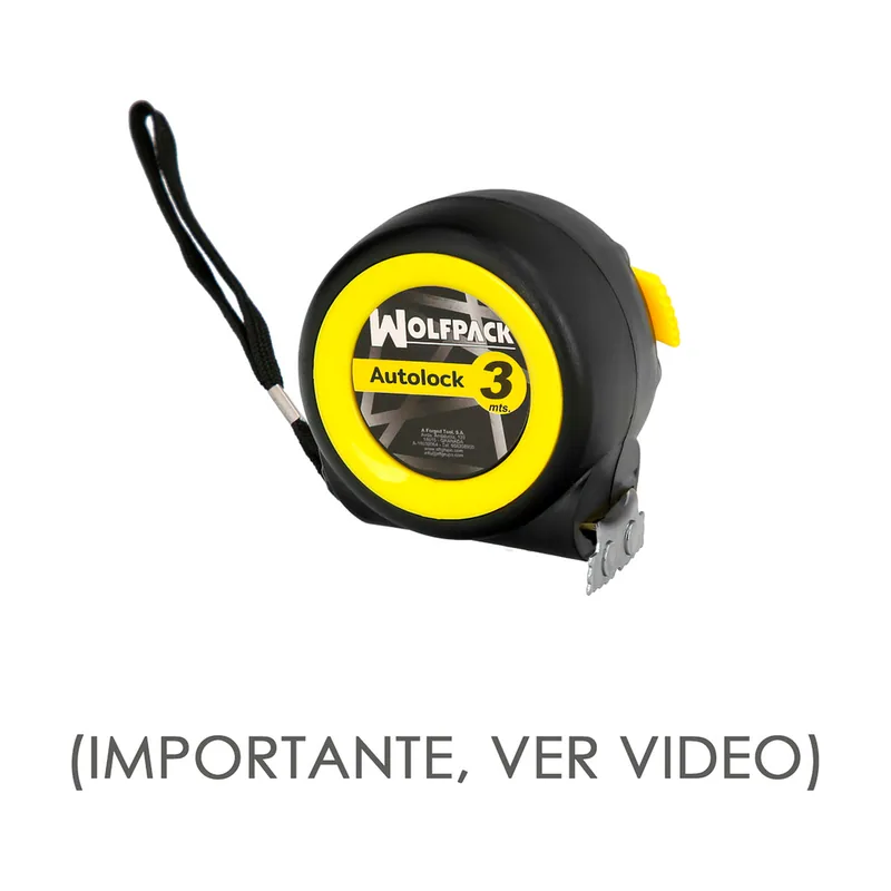 WOLFPACK LINEA PROFESIONAL - Flexometro Sistema Autolock Con Freno Automatico Longitud 3 Metros Ancho Cinta 16 mm. Magnetico. Cinta Metrica Freno Automatico
