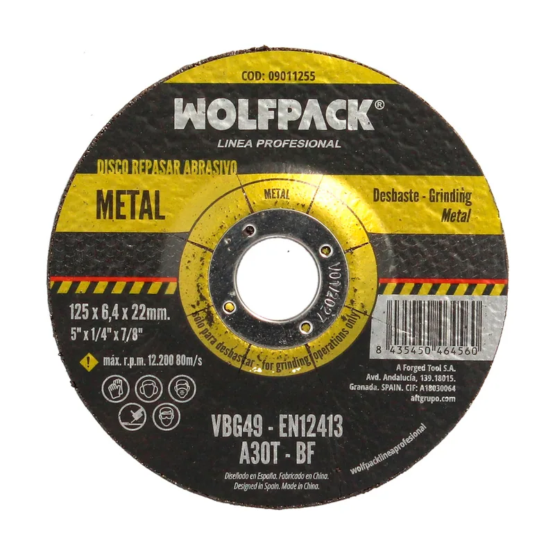 Wolfpack Linea Profesional repasar abrasivo ø 125 x ø 22 mm. espesor 6,0 mm.