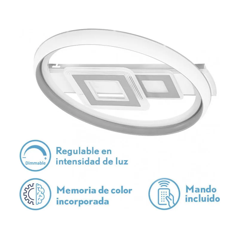 Abrila Plafon 80w sucre 3000-4000-6500k blanco/gris 7x51x51 cm reg.intensidad