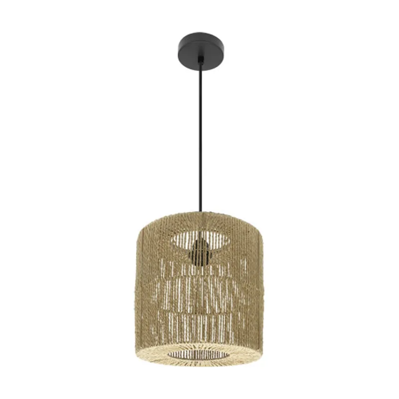 Abrila FABRILAMP Lámpara de techo colgante Fabriano 1xe27 Negro/natural Regx28x28cm