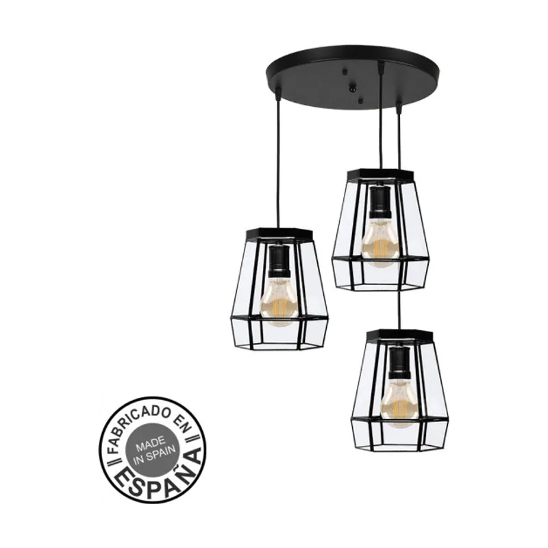 Abrila Plafon guia 3xe27 negro regx42x42 cm