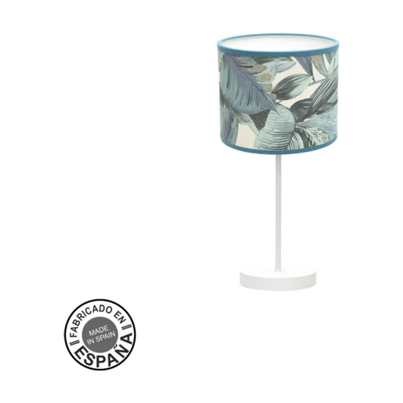 Abrila FABRILAMP Lámpara de sobremesa Argel 1xe14 Blanco/hoja Azul 17d