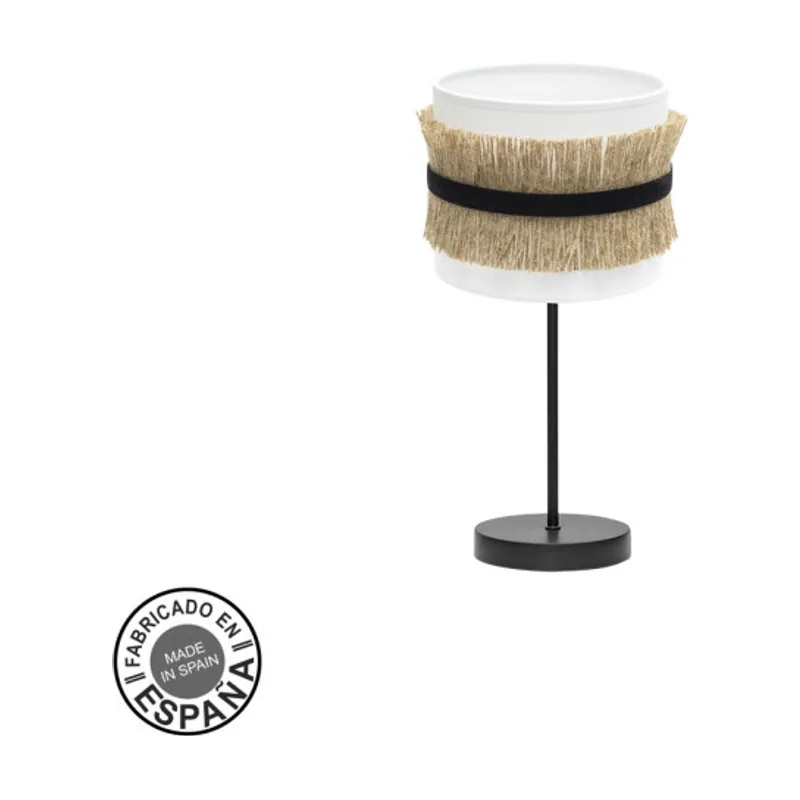 Abrila FABRILAMP Lámpara de sobremesa Angola 1xe14 Negro/blanco-yute 17d