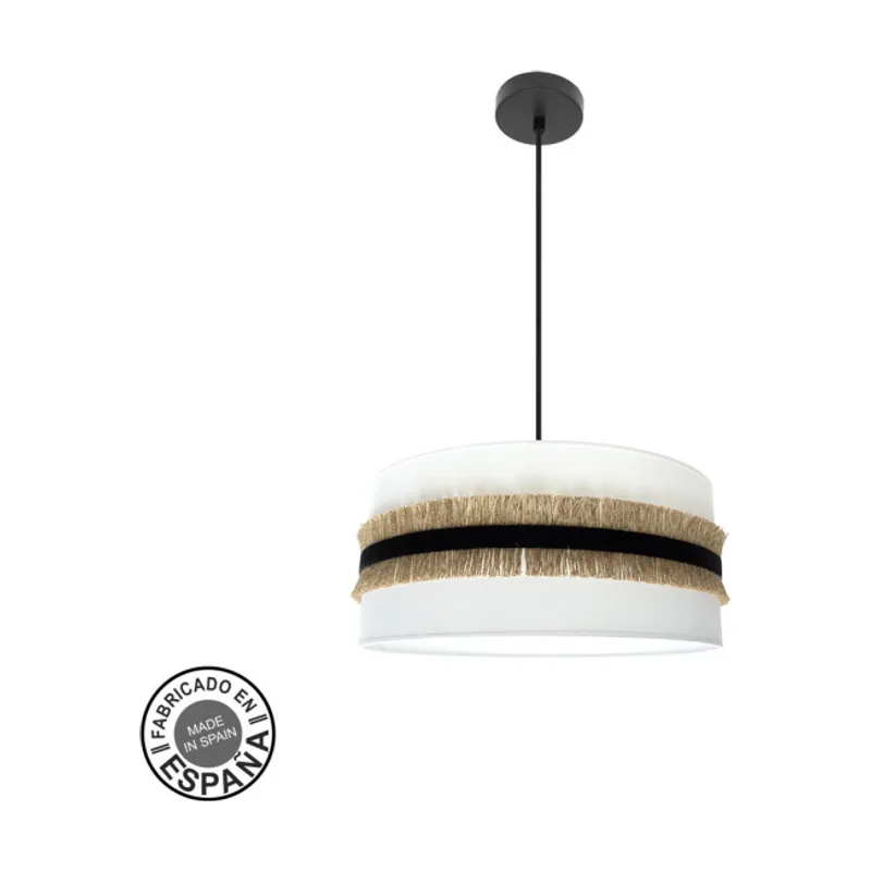 Abrila Colgante Con Pantalla Modelo Angola Blanco 3 Luces