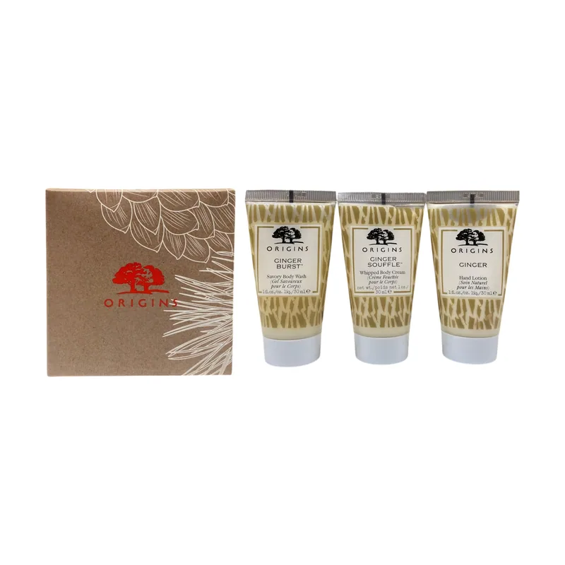 Origins Gift Set Body Wash 30 ml + Ginger Hand Lotion 30 ml + Ginger Souffle Body Cream 30 ml