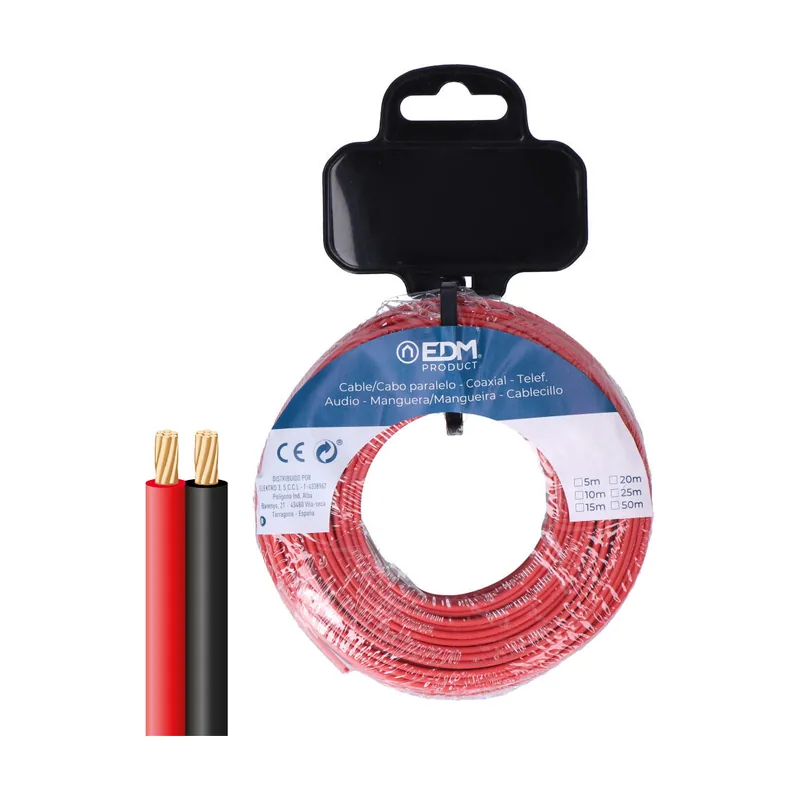 EDM Product Cable Paralelo Plano EDM 28710 Negro Rojo 50 m 2 x 1 mm