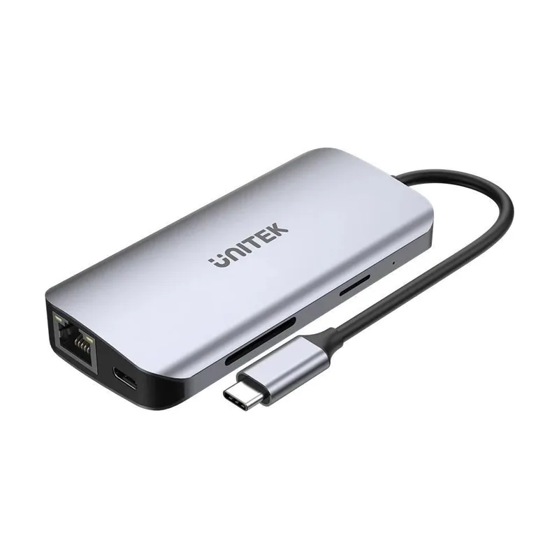Unitek active hub usb-c 2x hdmi,sd,4k,rj45,pd