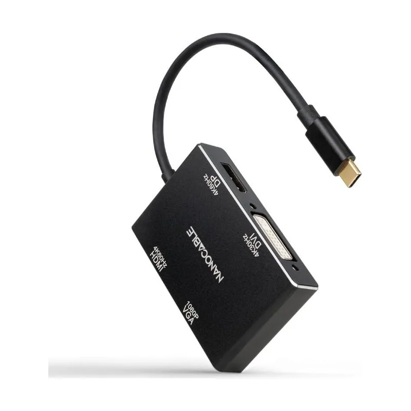 Nanocable Conversor USB-C/M a HDMI/H + DVI/H + DP/H + VGA/H