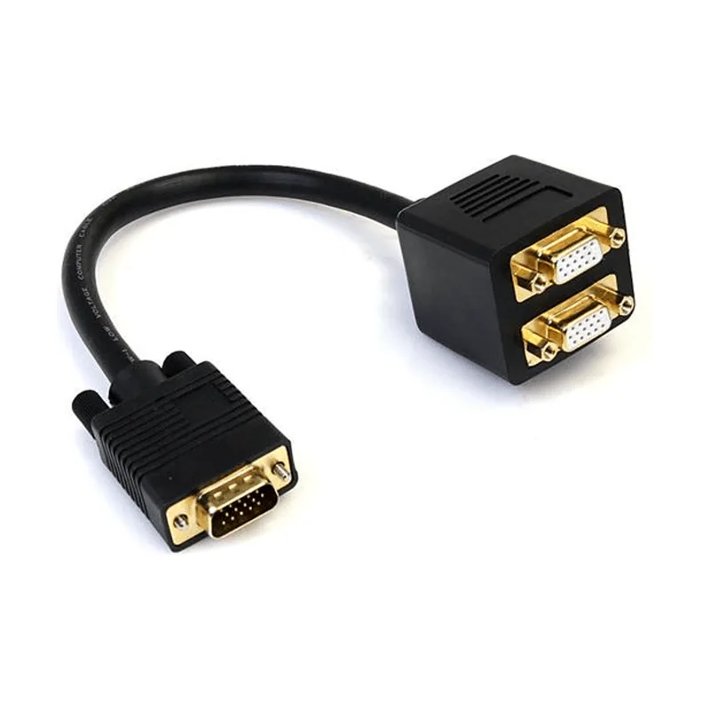 Cable de 30cm Duplicador Divisor de Vídeo VGA de 2 puertos Salidas Compacto