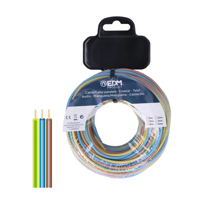 EDM Product Cable Paralelo EDM 28742 Azul Marrón 25 m Carrete h07z1-k