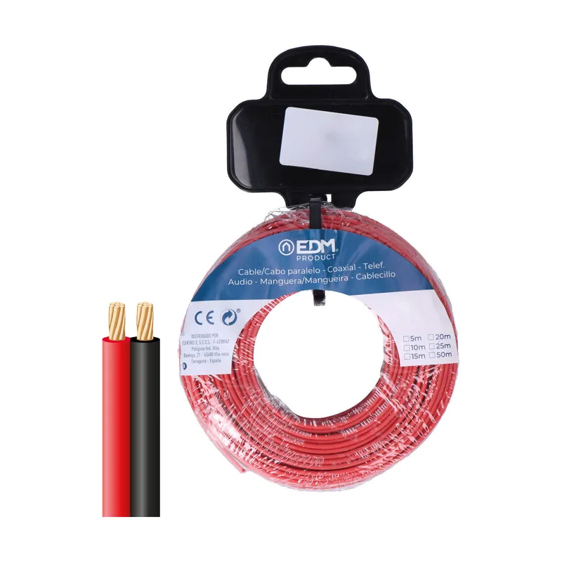EDM Product Cable Paralelo Plano EDM 28709 Negro Rojo 25 m 2 x 1 mm