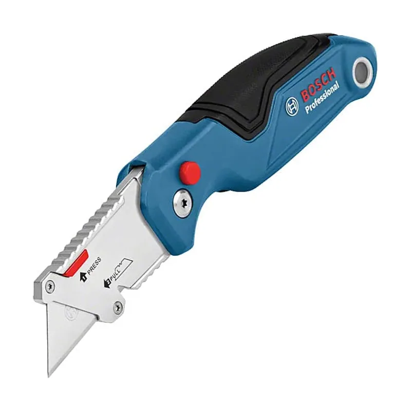 Professional navaja plegable universal con compartimento para cuchillas y empuñadura metálica incl. 3 blíster