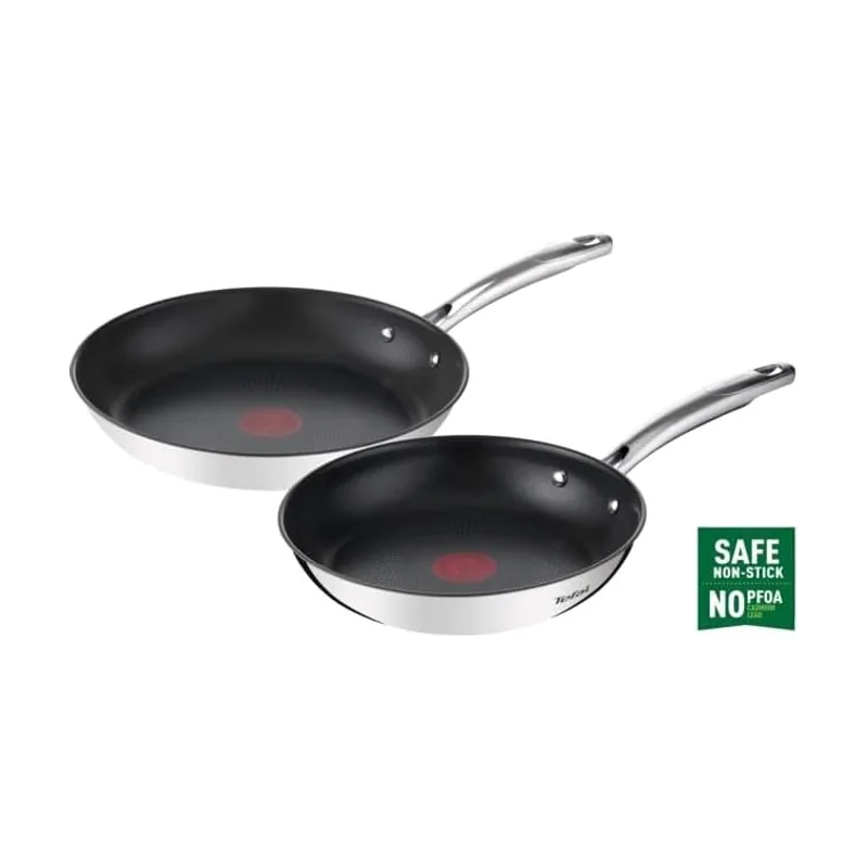 Tefal G732S255 DUETTO Set 2 poeles 24/28 cm inox tous feux dont induction revetement anti adhésif