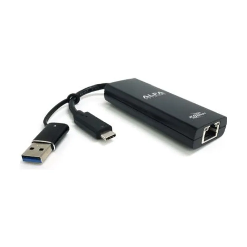Alfa Tarjeta USB SuperSpeed de 2.5 GbE Tipo C de 5 Gbps con Realtek™ RTL8156B y Adaptador Tipo A