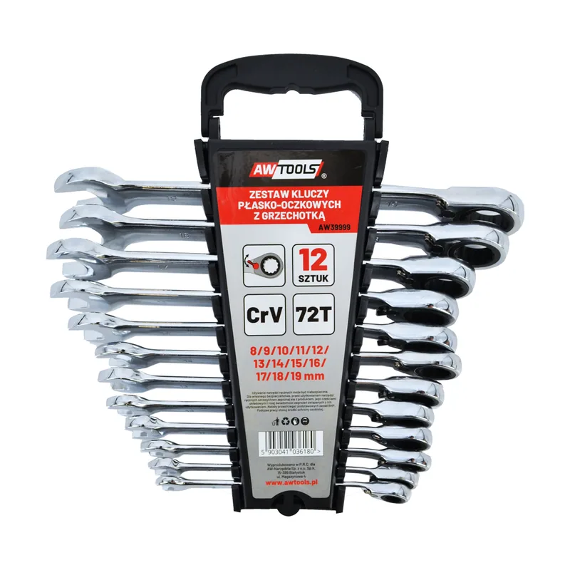 Awtools Juego de llaves combinadas con carraca
