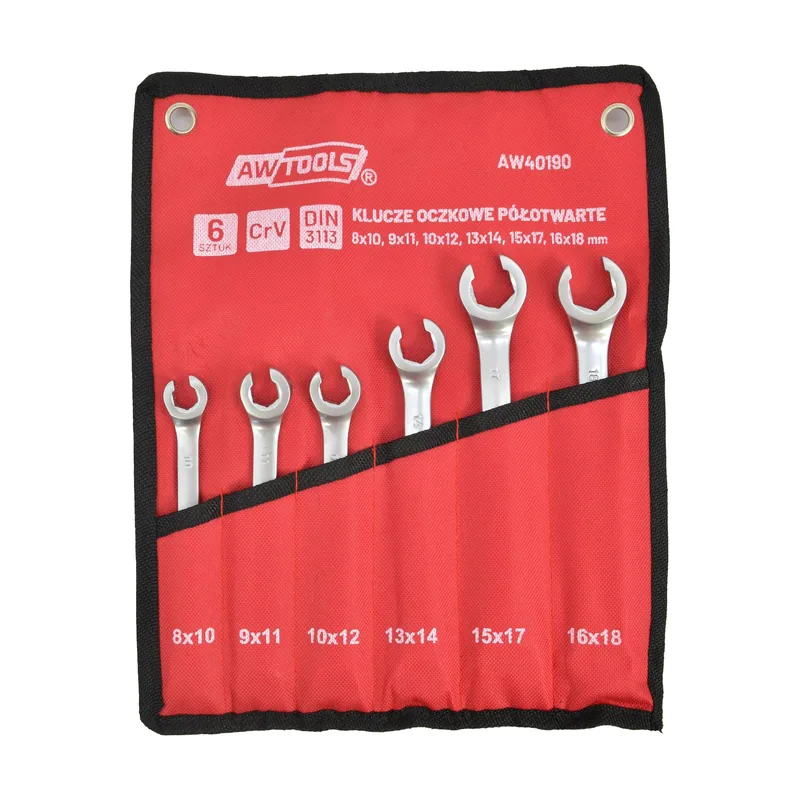 Awtools Juego de Llaves Planas Semiabiertas 6 piezas