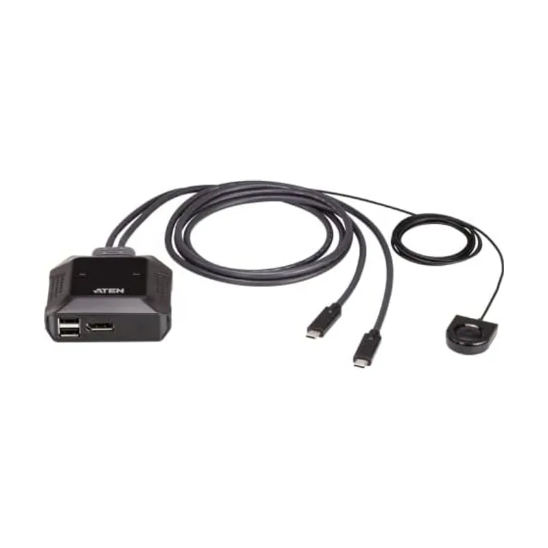 Aten Switch KVM DisplayPort 4K USB-C de 2 puertos con selector de puertos remoto