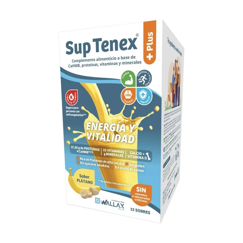 Wallax Sup Tenex Plus Energía y Vitalidad Plátano 15 sobres x 32 g