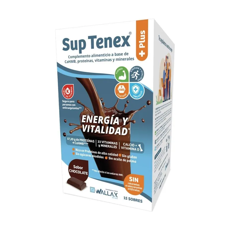 Wallax Sup Tenex Plus Energía y Vitalidad Chocolate 15 sobres x 32 g